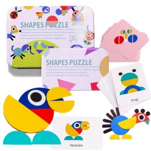 Zestaw montessori układanka puzzle drewniane 60 sztuk