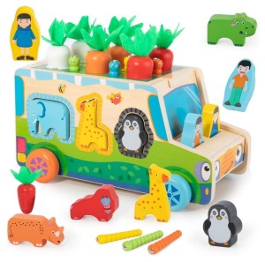 Montessori sorter klocków auto złap robaczka układanka robaczki marchewki zwierzęta