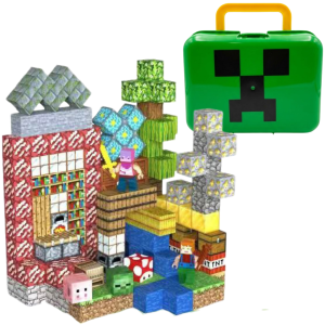  Klocki magnetyczne sześciany kostki 3D pixele w walizce + figurki 96 elementów