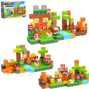 Klocki Magnetyczne sześciany kostki Świat Mario 137 elementów + 3 światełka LED